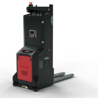 En automatiserad, kylrumskompatibel I-MATIC CF ledstaplare från Linde Material Handling.
