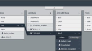 Området Organisation i fleet management-systemet connect:desk från Linde Material Handling I området Organisation i fleet management-programmet connect:desk från Linde Material Handling kan information om förare, användningsplats, tilldelade truckar med mera bearbetas.