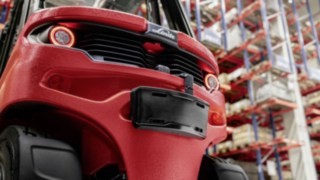 Linde Motion Detection är utformad för motviktstruckar och kan även monteras på i efterhand. Linde Motion Detection i närbild