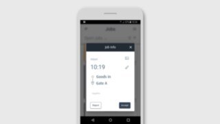 Förarna kan acceptera uppdrag via appen. Smartphoneskärm med Lindes Truck Call-app