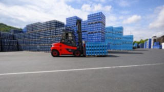 Linde E80 i arbete hos Gerolsteiner