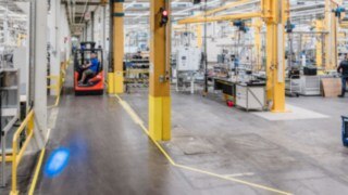 Linde-skjutstativtruck med Linde BlueSpot