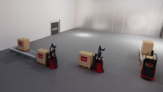 Automatiserade lösningar från Linde för transport från materialhantering till materialhantering Bild av en automatisering av materialhantering till materialhantering