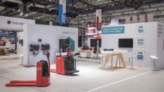 Linde connect:charger på World of Material Handling 2022.